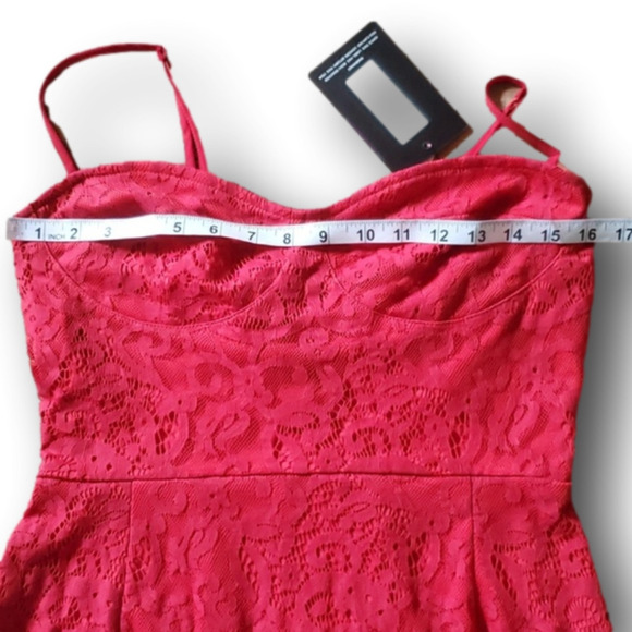 PrettyLittleThing Shape Red Lace Bodycon Midi Dress Size 8 - Picture 13 of 16